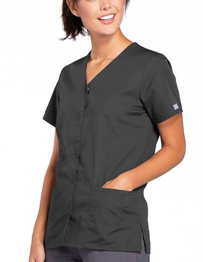 Cherokee Workwear 26.5 Inch Women's Snap Front Scrub Top