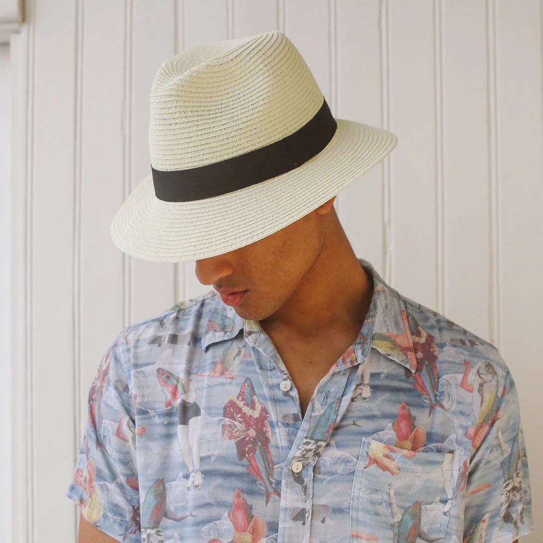 Clarke Fedora Sun Hat Ivory Black