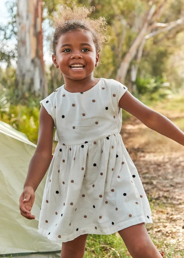 Embroidered Polka Dot Dress
