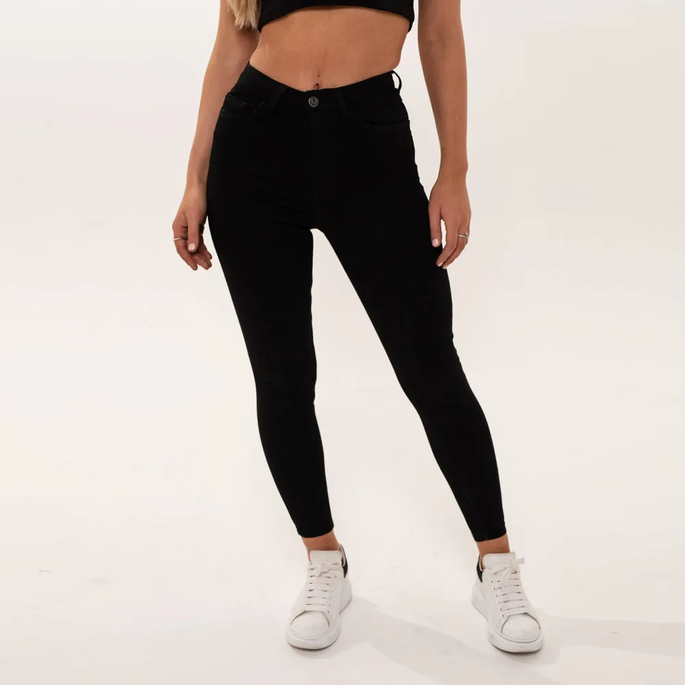 High Waisted Skinny Jeans - Black Non Ripped (SAMPLE)