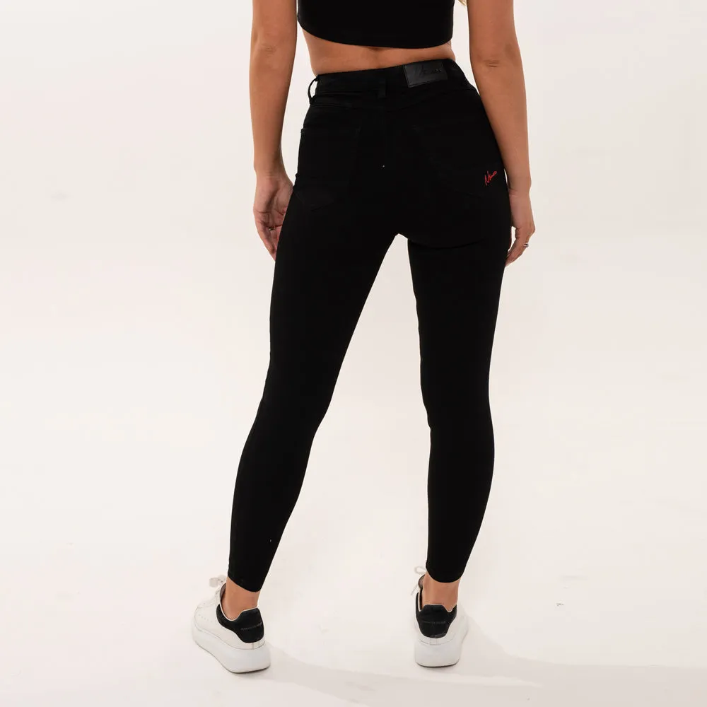 High Waisted Skinny Jeans - Black Non Ripped (SAMPLE)
