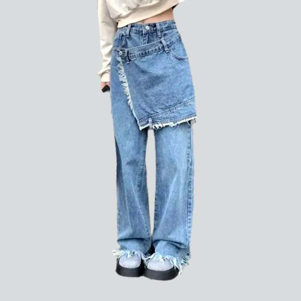 Layered baggy jeans for women