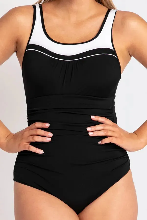 Mastectomy Scoop Rouch One Piece Black