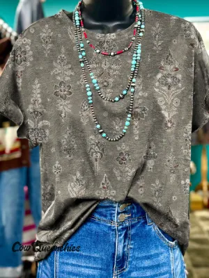 Retro Ethnic Art Printed Casual T-Shirts