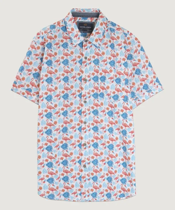 White All Over Flamingos Shirt