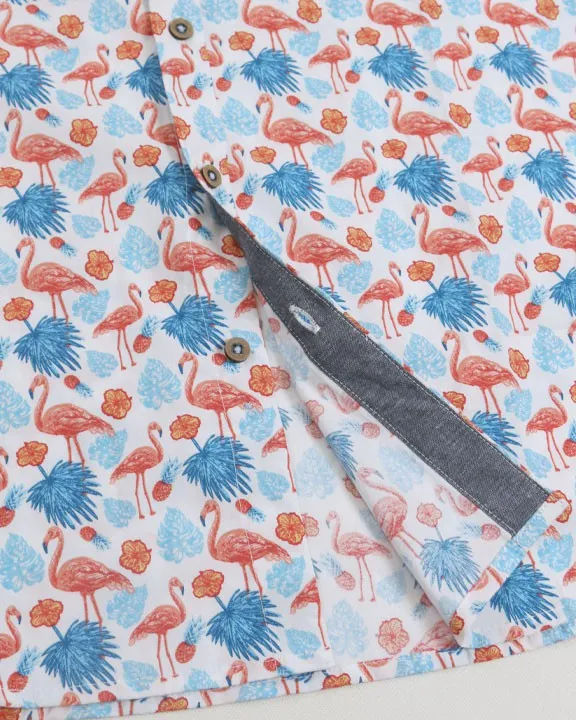 White All Over Flamingos Shirt