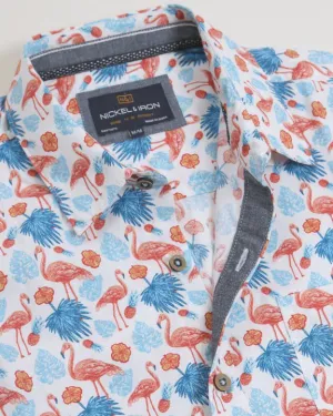 White All Over Flamingos Shirt